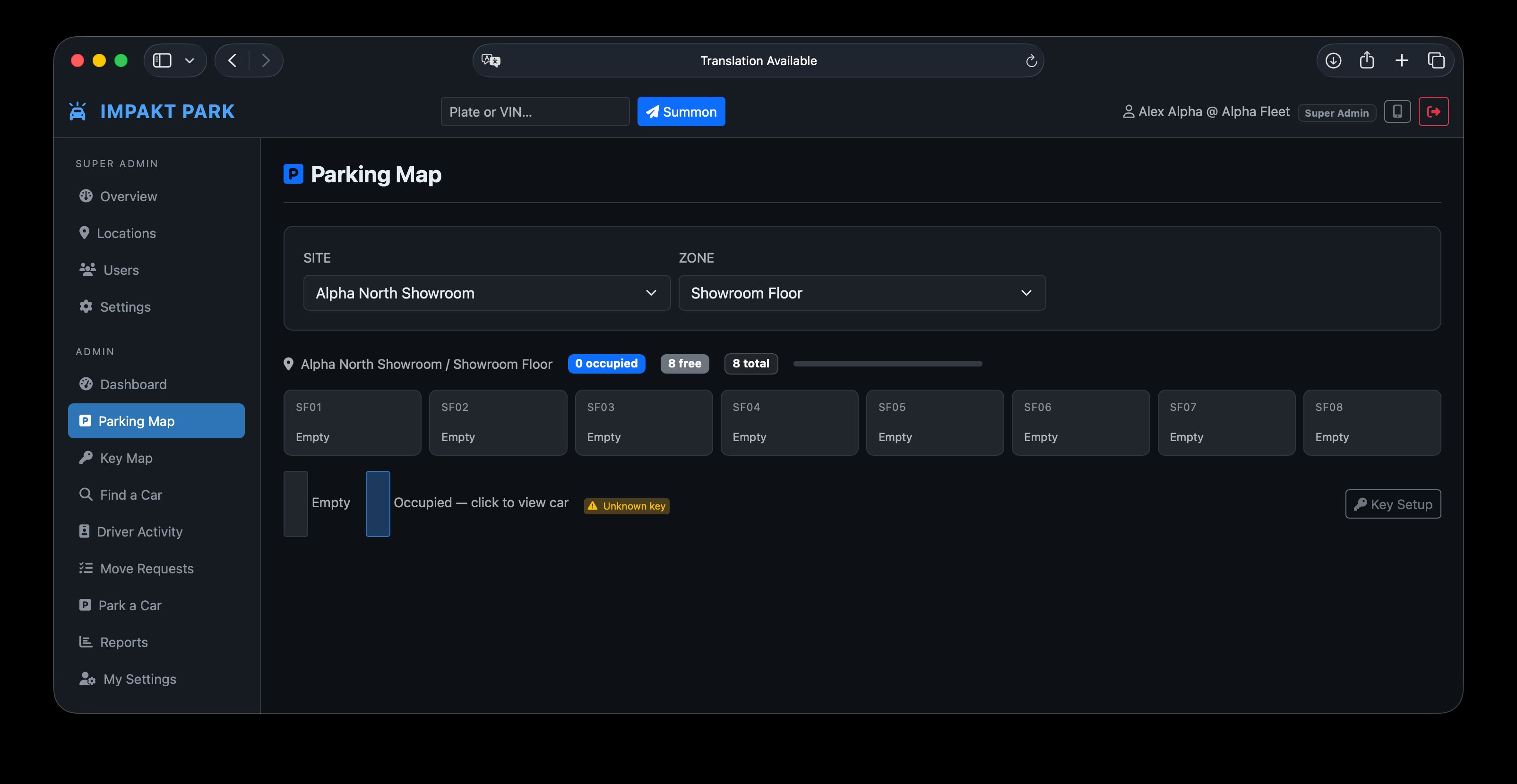 Parking Map — live visual grid of every spot